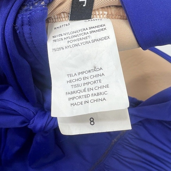 Jantzen Blue Swim Dress Swim Suit One Piece 8 Halter Ruched Soft Cups - Picture 14 of 16